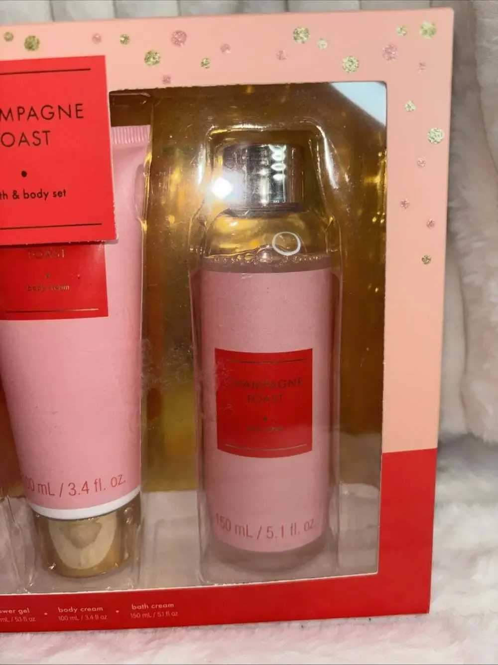3 Piece Boxed Set CHAMPAGNE TOAST Bath & Body Works Bath Body Cream Shower Gel
